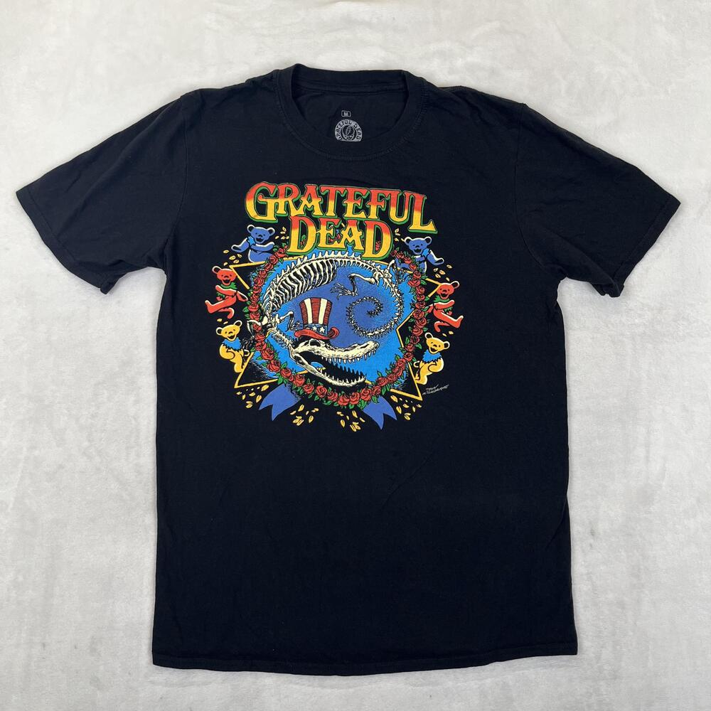 Grateful Dead T-Shirt Size Medium Black Dancing Bears Skeleton Retro Vintage